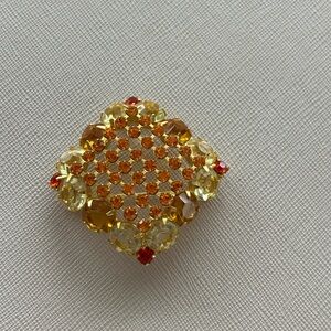 Vintage Gold and Orange Brooch
